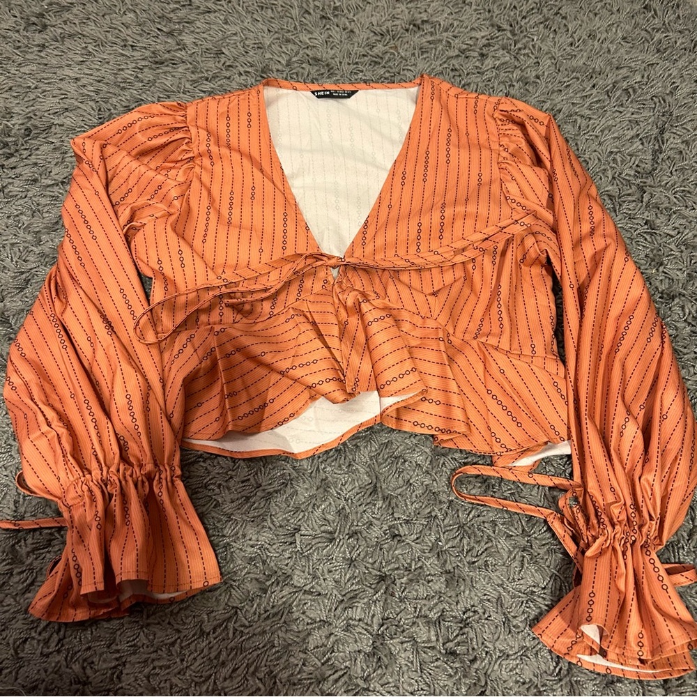 SHEIN flowy orange blouse